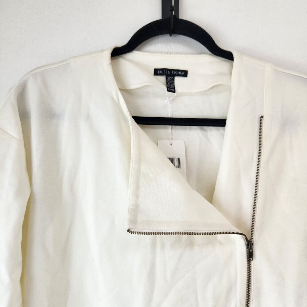 NWT Eileen Fisher White Blazer Jacket Flex Tencel Ponte Knit Comfort Stretch XS - Picture 4 of 8